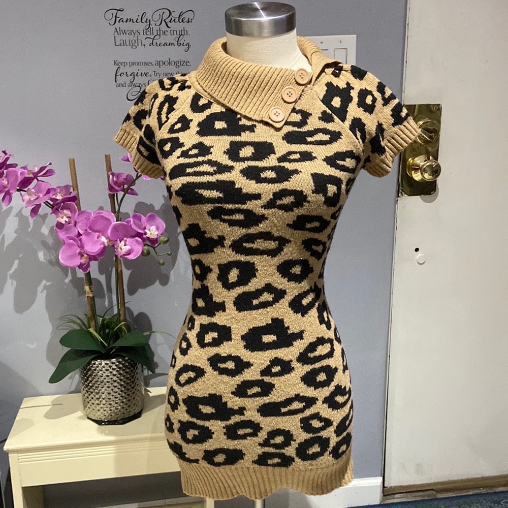 Leopard Mini Dress/Shirt (Collared)
